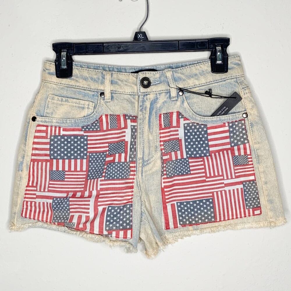 Forever 21 High Rise American Flag Shorts Size 25